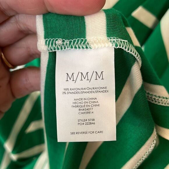 CAbi Amelia Sleeveless Top Kelly Green White Striped Medium #5758 - Picture 5 of 5